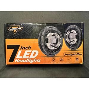 Auxbeam 7 Inch LED Headlights Black H6024 with DRL & Turn Signal & Start-up NEW